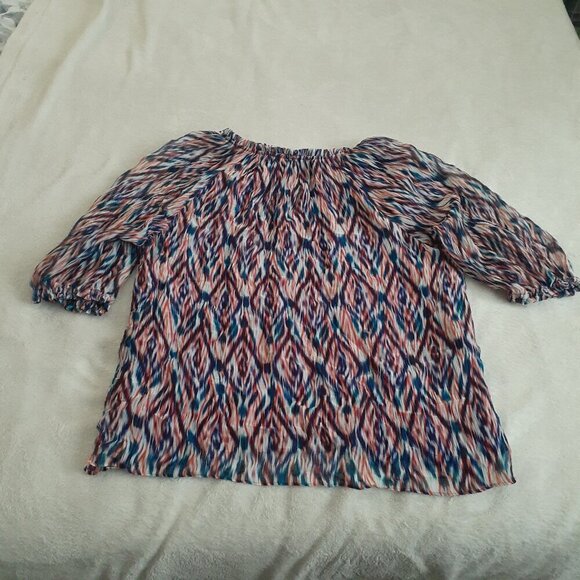 Marie Oliver Women's Size S Multicolor Southwest Print Silk Blend Crepe Blouse - Picture 9 of 12